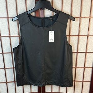 Banana Republic Black Faux Leather Tank Top size medium women